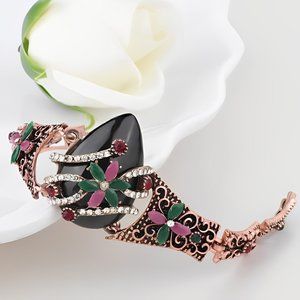 Black Stone Kinel Turkish Jewelry Bracelet For Women Rose Gold Crystal